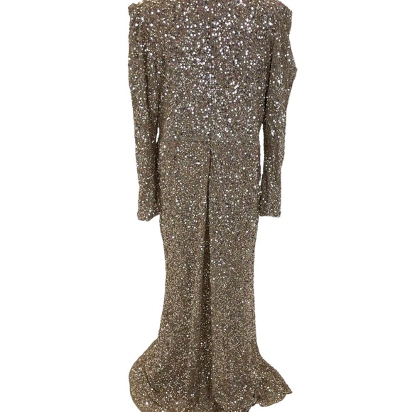 NWT Mac Duggal Sequined Dress 18 Gold - Picture 5 of 16